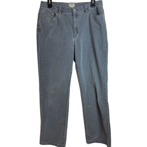LL Bean Women's Canvas /Corduroy Pants Sz 12 Gray Straight Leg Short Bootcut